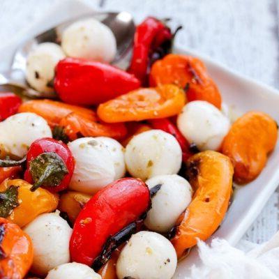 grilled baby peppers and mozzarella