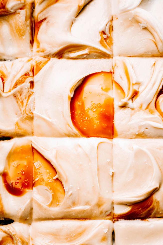 salted caramel cream cheese buttercream close up