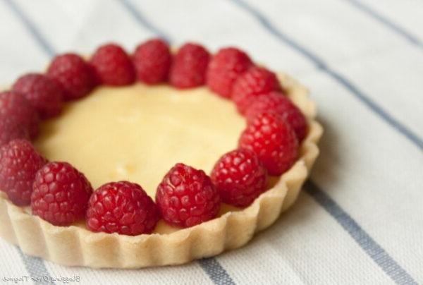 Mini Meyer Lemon Tart with Fresh Raspberries