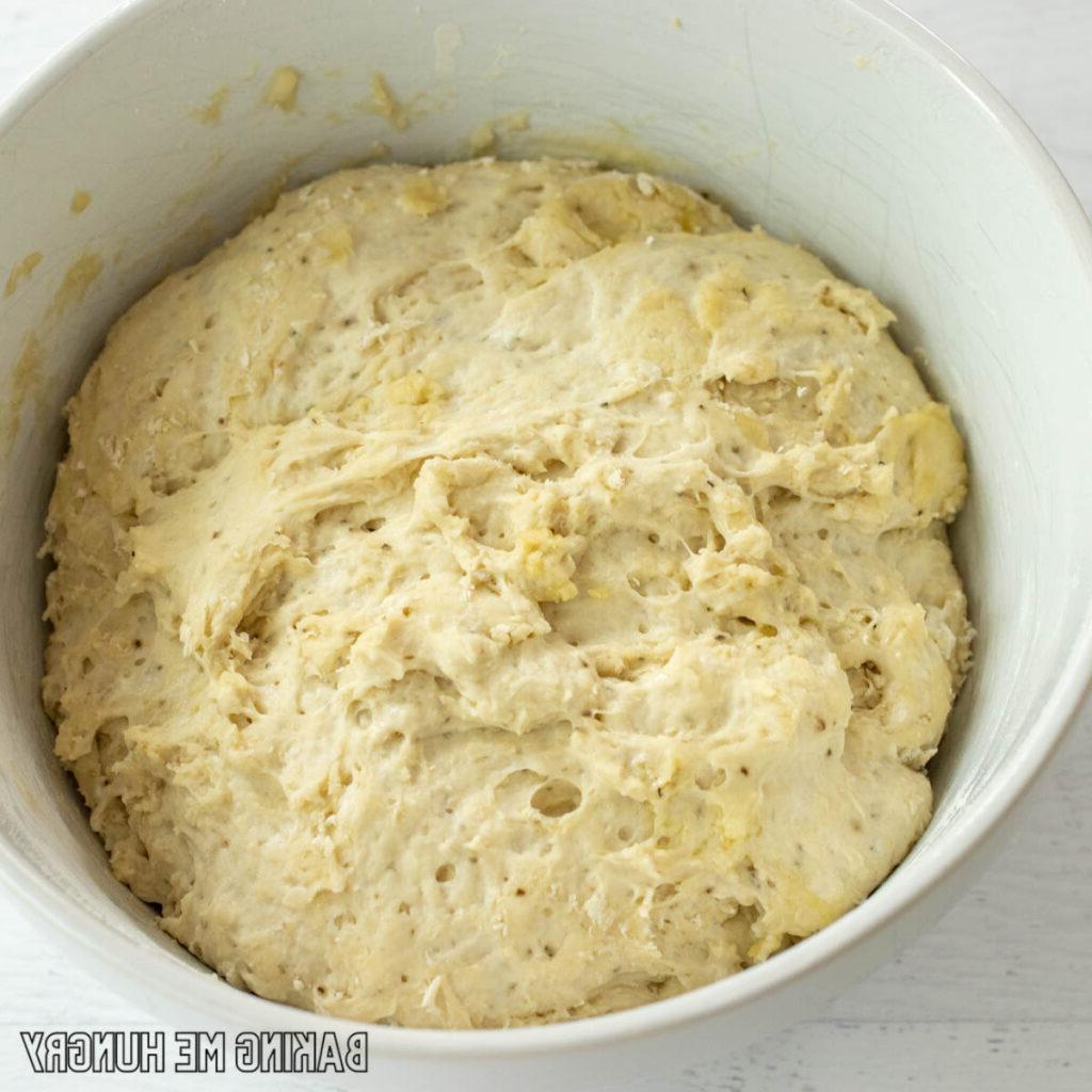 risen dough in bowl