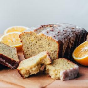 Whole Grain Olive Oil Lemon Poppy Seed Loaf with Meyer Lemon Glaze